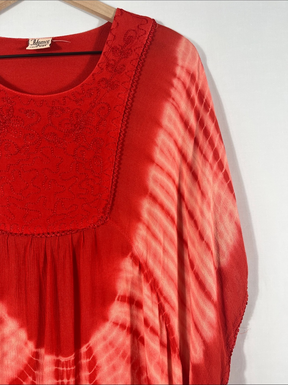 Advance Apparels Red Tie-Dye Embroidered Boho Tunic - Picture 4 of 9